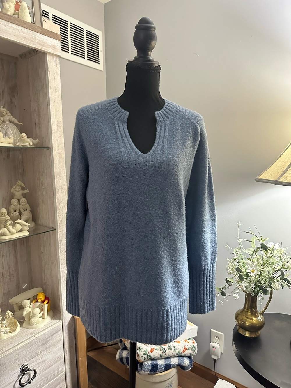E3 by Etcetera  Dusty Blue V-Neck Women's Sweater